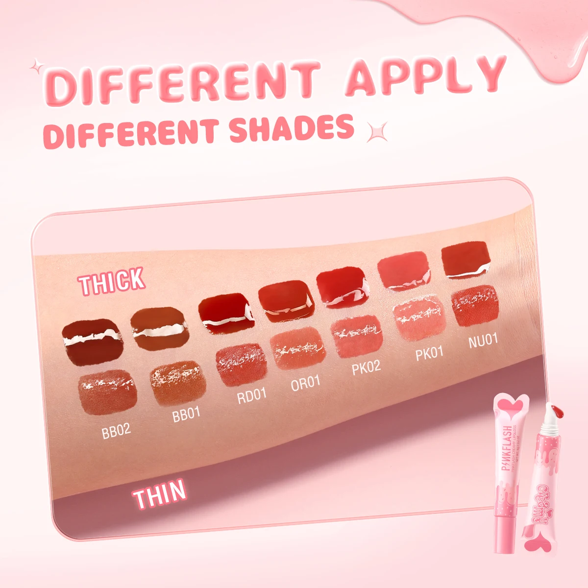 Lip Gloss PINKFLASH Watery Glow Hydrating Long-lasting Moisturizing Liquid