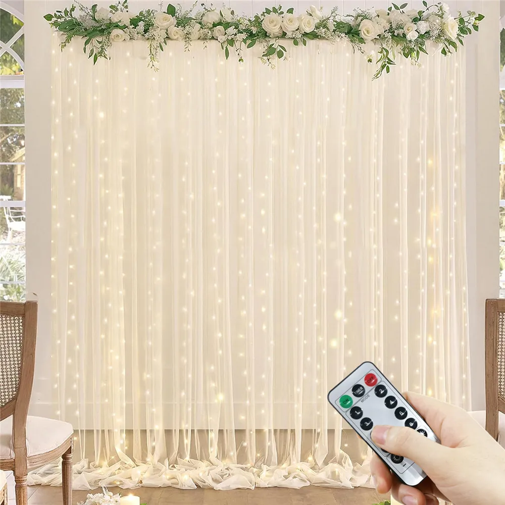 Outdoor LED Fairy Lights USB Curtain String for Wedding Garden Holiday