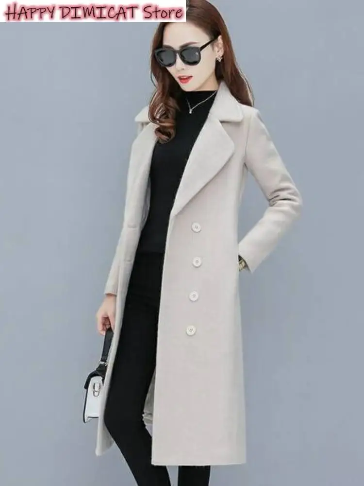 

Women Long Wool Coat Trench Coat New Autumn Winter Jacket Women Warm Tweed Jacket Korean Fashion Elegance Office Lady