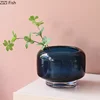 Deep Blue/black Glass Vase Minimalism Floral Vases Desk Decoration Flower Arrangement Hydroponics Flower Pots Modern Home Decor 4