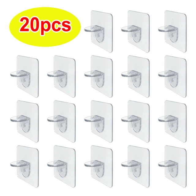 Ganchos adhesivos de plástico para estante de armario, colgador de pared  para accesorios de cocina y baño, 20/10/5 piezas - AliExpress