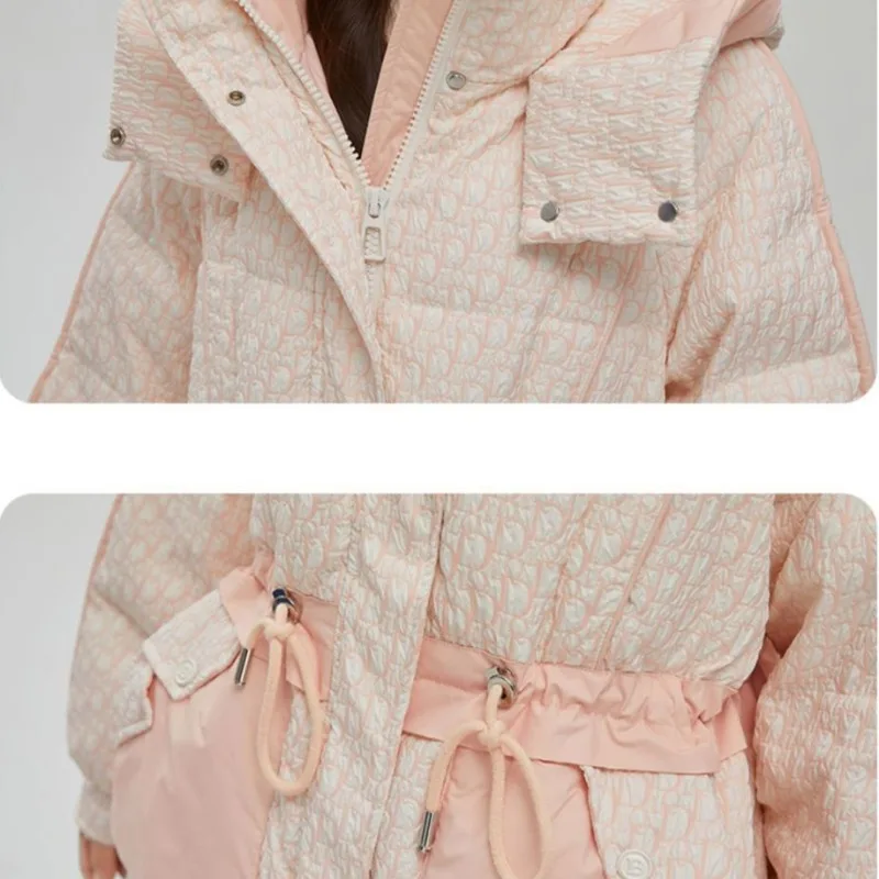Women White Duck Down Jacket Winter Coat Female Keep Warm Thick Parkas Loose Mid Length Version Outwear Fashion Hooded Overcoat