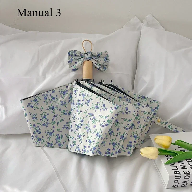 Eco Chic Floral Folding Umbrella with UV Protection & Automatic Open-Close