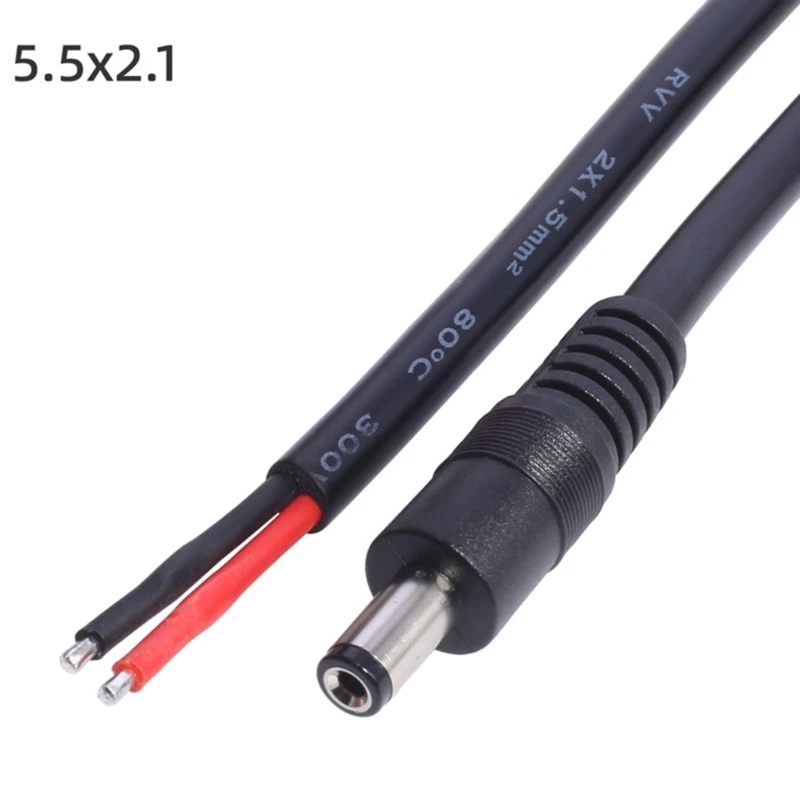 587D 5개 DC5521 전원 피그테일 케이블 수/암 커넥터 5.5x2.1mm 어댑터 베어 와이어
