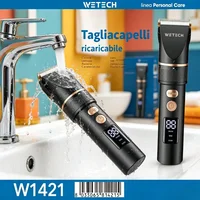 Ensemble de tondeuses à cheveux rechargeables/avec fil, tondeuse à cheveux électrique professionnelle avec peignes réglables (3-12 mm), moteur silencieux, pour hommes/femmes/enfants, usage domestique, rouge/bleu/noir/argent 6