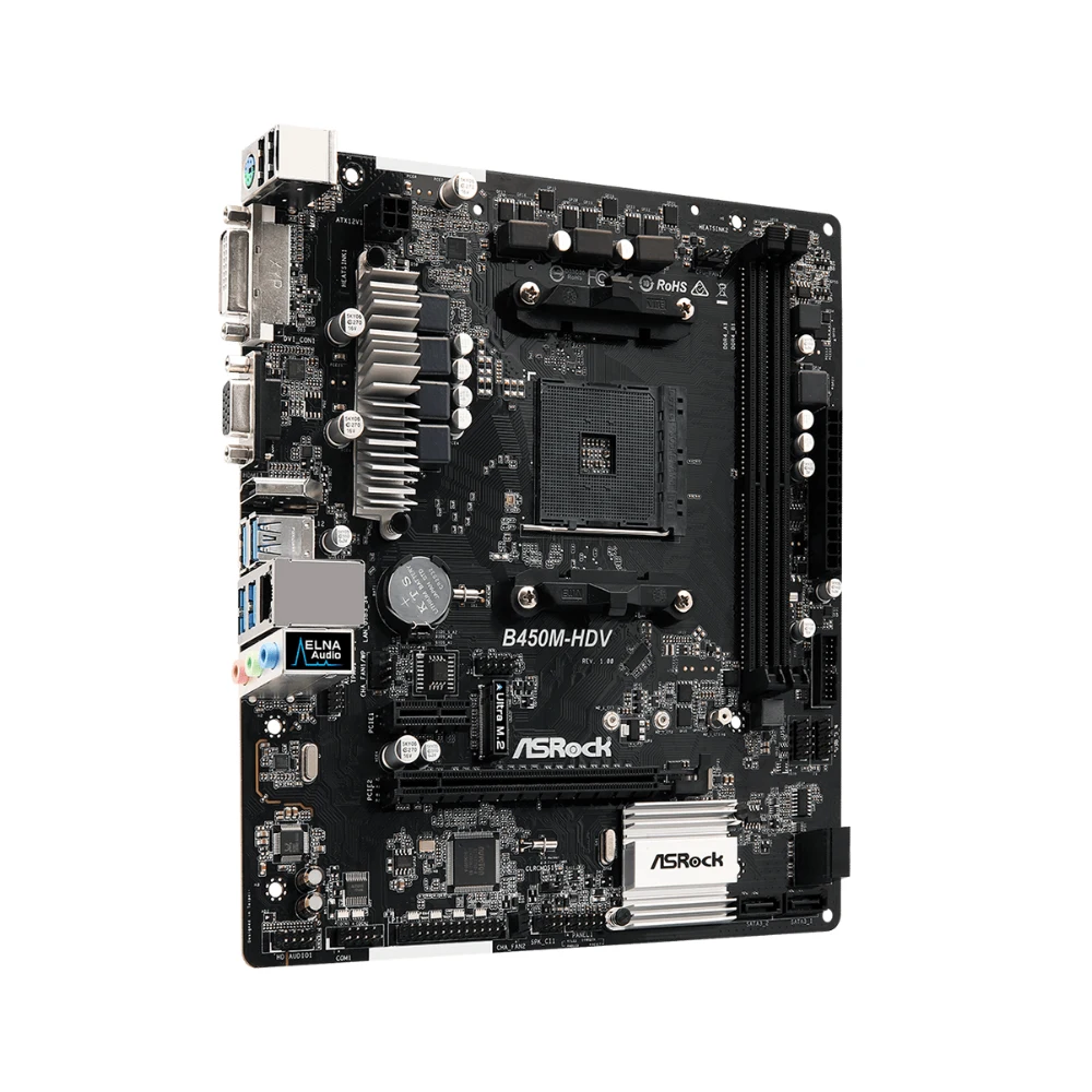 ASRock B450M-HDV マザーボード ASRock B450M-HDV R4.0 Sockel AM4/ AMD Promontory B450/ DDR4