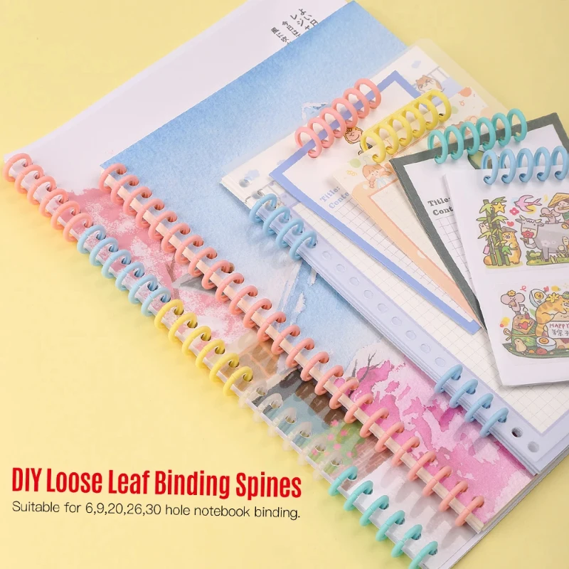 5/10 pz Plastica 30 Fori Raccoglitori a fogli sciolti Rilegatura ad anelli Spine Pettini 85 fogli di capacità per album di quaderni di carta fai da te - immagine 2