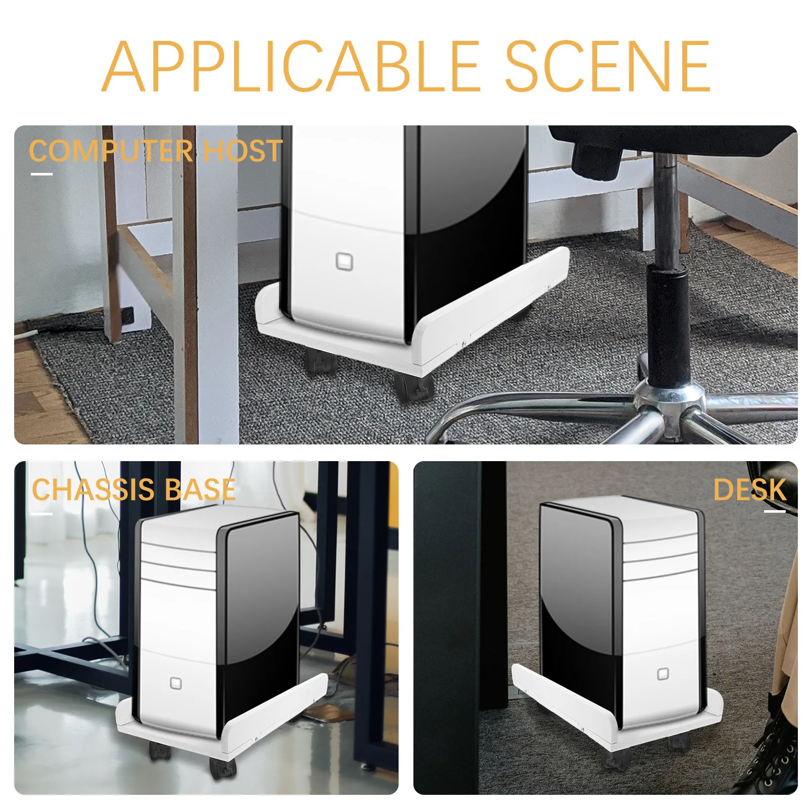 컴퓨터 타워 스탠드 견고한 다기능 모바일 카트 데스크탑 PC 홀더 사무실 책상 아래 공간 절약을 위한 롤링 베이스