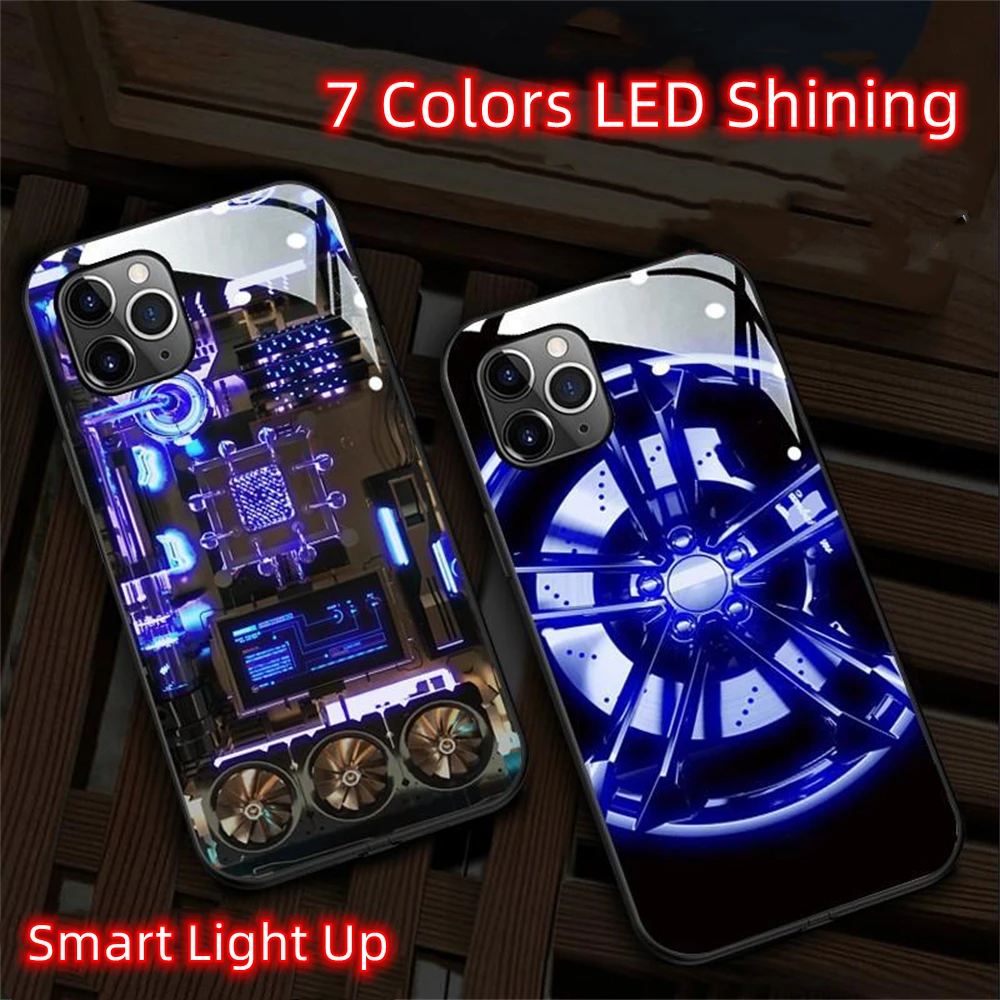 

For XiaoMi 11 12 13 Pro RedMi K50 K40 Poco F3 Industrial Design Calling Light Flash Phone Case LED Smart Luminous Back Cover