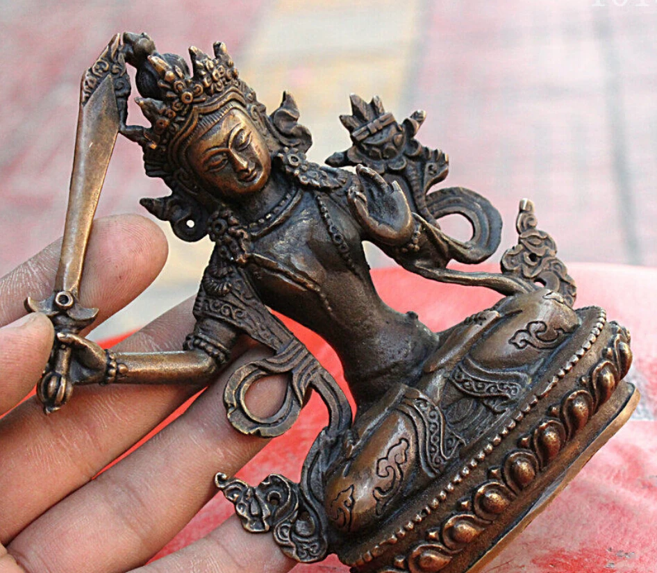 

Tibetan Buddhism Copper Bronze Wenshu Manjushri Goddess GuanYin Buddha Statue