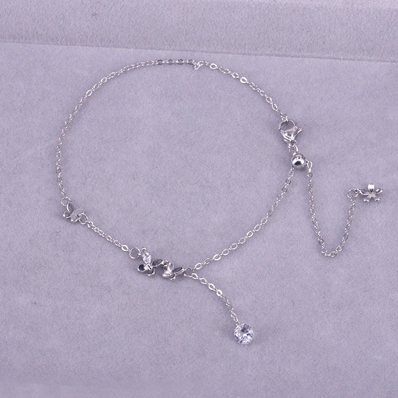 VENTFILLE 925 Sterling Silver Butterfly Anklet for Women Delicate Zircon Tassel Bracelet Summer Jewelry anklet bracelets,silver anklets,ankle chain