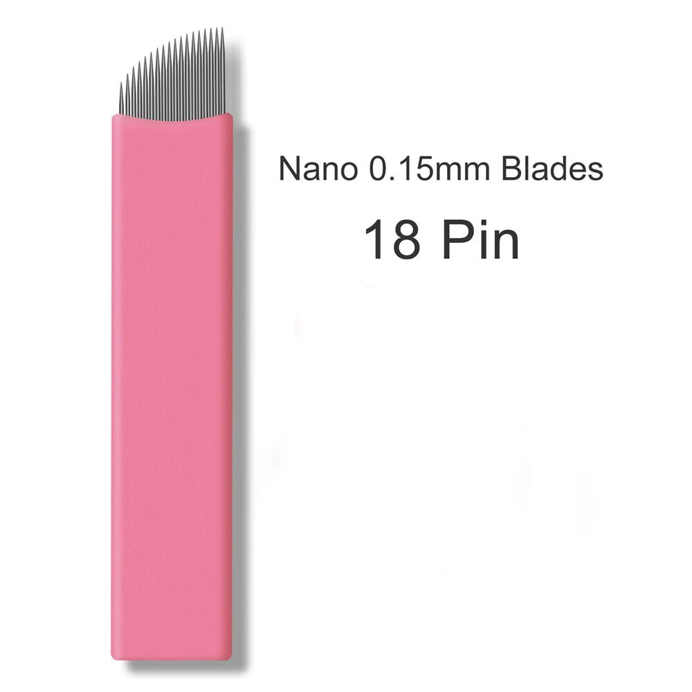 0.15mm Pink Slanted Ultra Sharp Microblading Needle Blades EO Sterile Blister Packing 50pcs