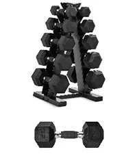 Description Picture 6 of itemACAP Barbell 150 LB Coated Hex Dumbbell Weight Set with Vertical Rack | Multiple Colors