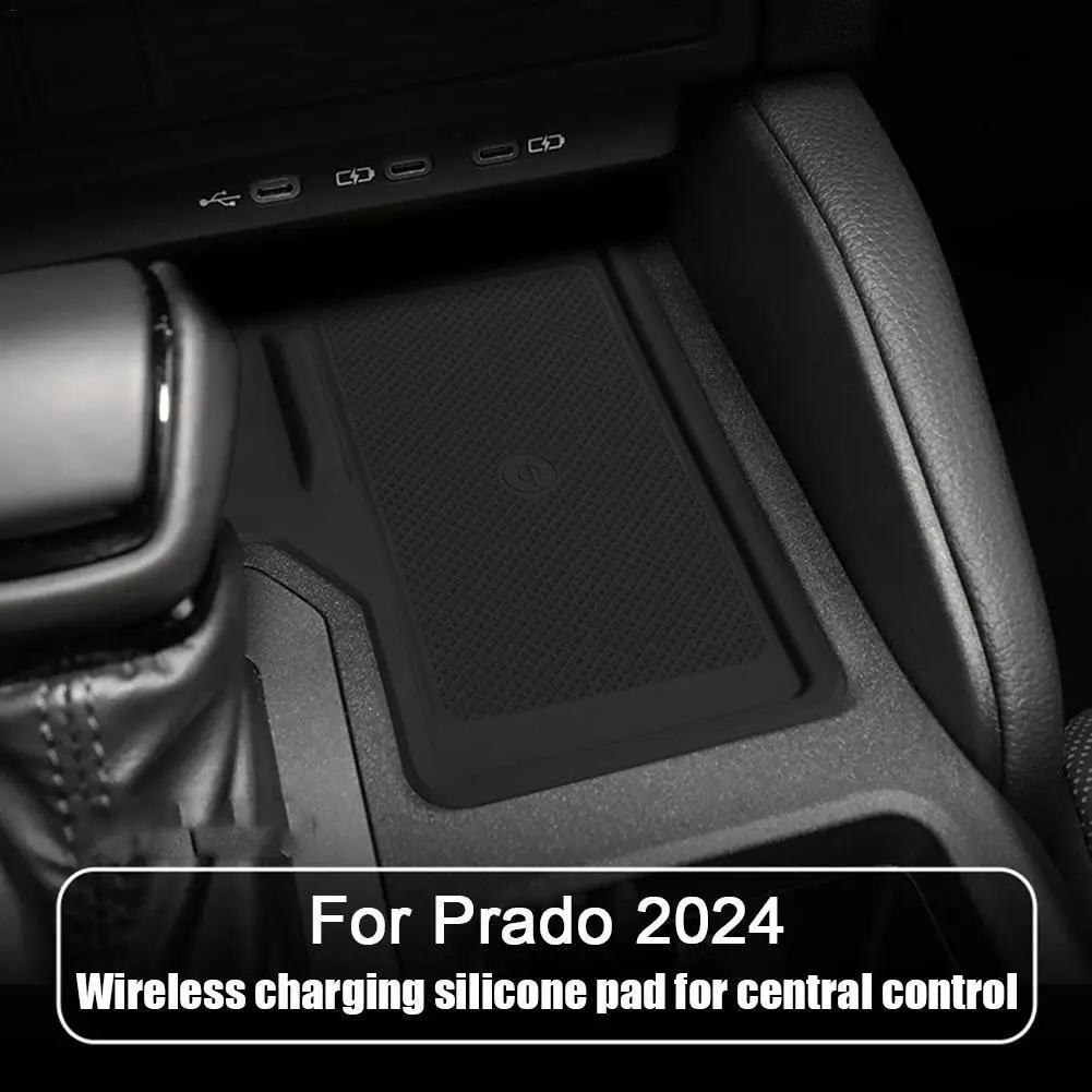 Center Console Wireless Charging Mat for Toyota Prado LC250 Anti-Slip Silicone Pad Accessories LHD Storage Box