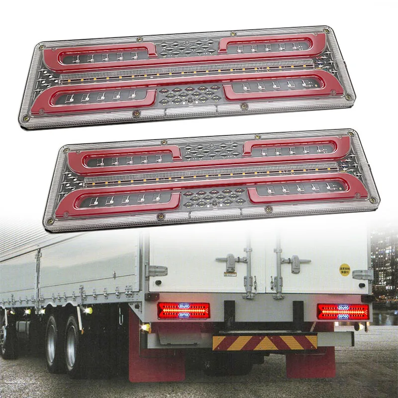 

2PCS 24V Dynamic LED Car Truck Tail Light Turn Signal Rear Brake Light Reverse Signal Lamp Tractor Trailer Lorry Bus Campers