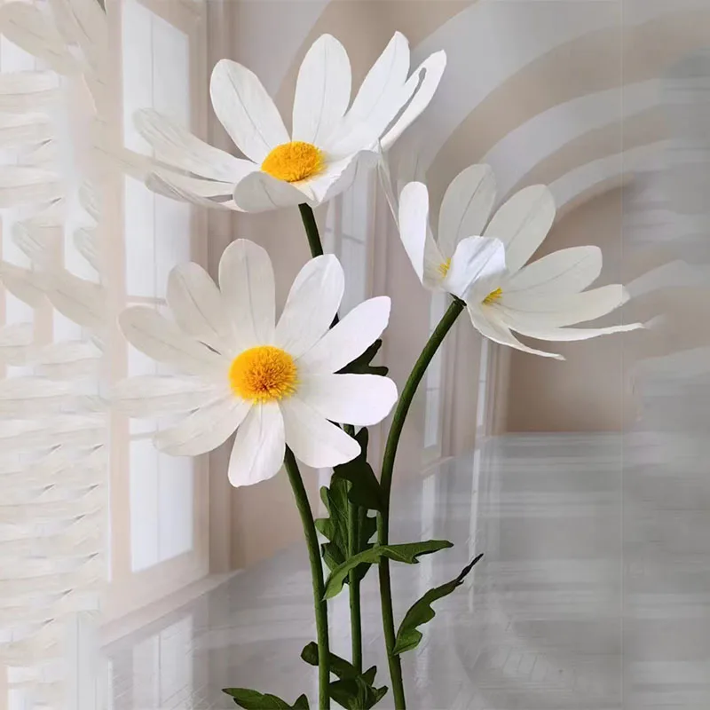 VINFUTUR 50 Pz Fiori Artificiali Margherita Teste di Fiori Finte Seta per Bouquet da Sposa DIY Matrimoni Decorazioni di Festa Casa Centrotavola
