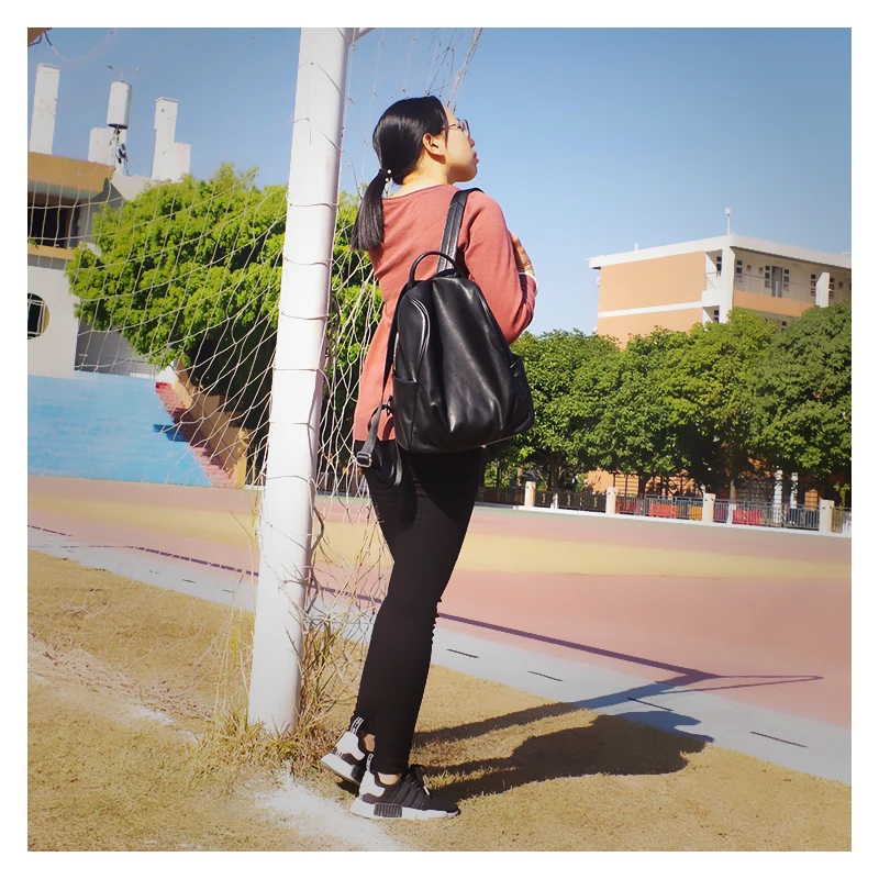Simple Genuine Leather Backpack For Women Head Layer Cowhide Soft Leather 2023 New Commuting Fashion Anti-theft Women's Backpack