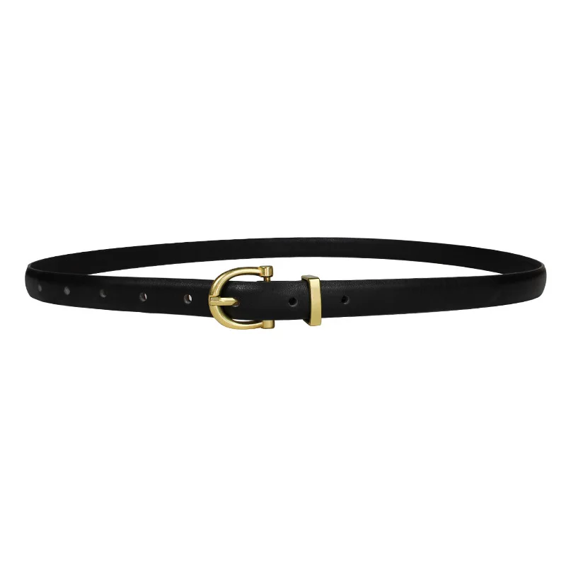 

New Ins Gold Pin Buckle Belt Women Fashion Pu Thin Luxury Belts Female Jeans Dress Waistband 2023