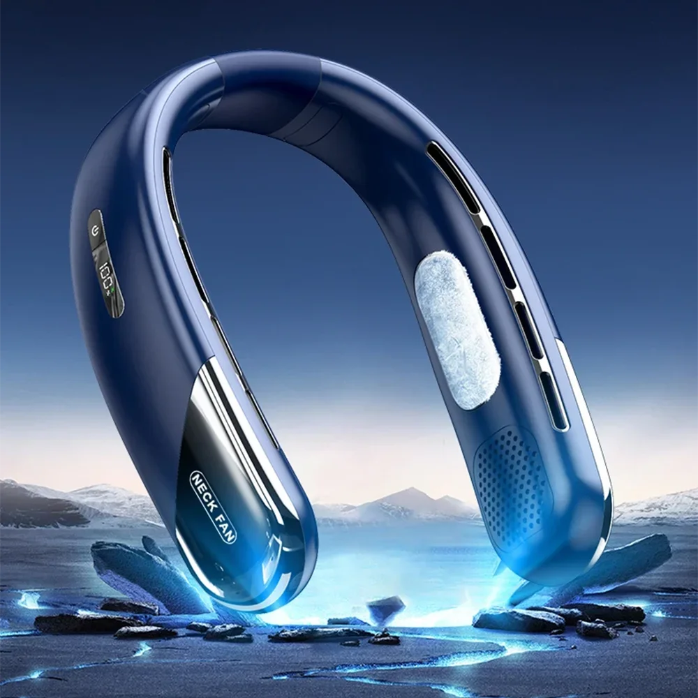 2024 New Neck Fan Mute Portable Fan LED Digital Display 5th Gear Wind Electric Fan Ultra Long Endurance Portable Mini Air Cooler