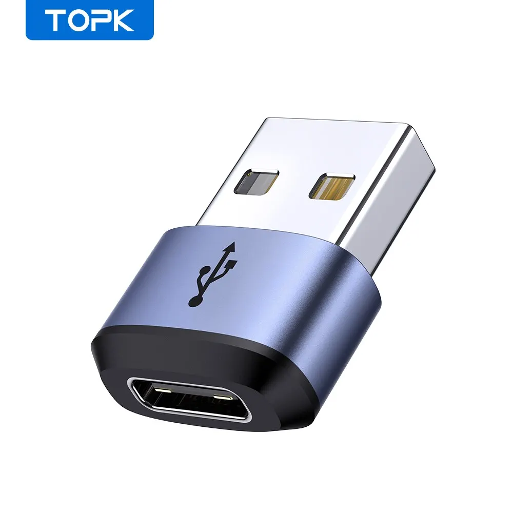 TOPK AT13 USB C to USB Male Adapter USB Female (Type-C) to USB 2.0 Male (USB-A) Fast Charging & Data Sync OTG Adapter Connector