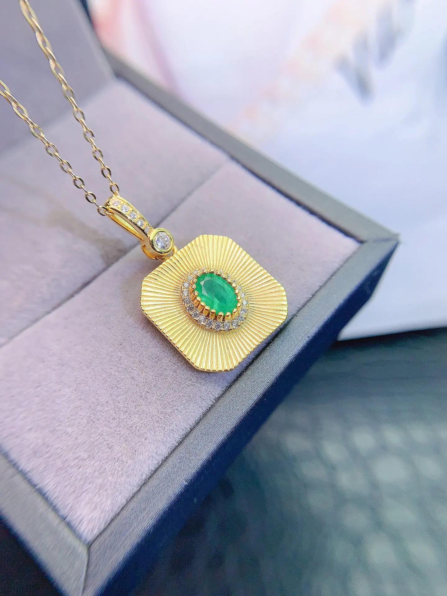 

LANZYO 925 sterling silver Emerald Pendants gift for women jewelry emerald Wedding Fine Jewelry Classic style z05075584agml