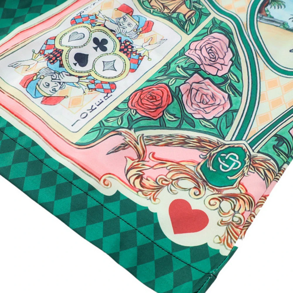 Men's Summer Shirt Suit Digital Personality Poker Printing Retro Court Style Casual Simple Shorts Loose All-match Short-sleeved