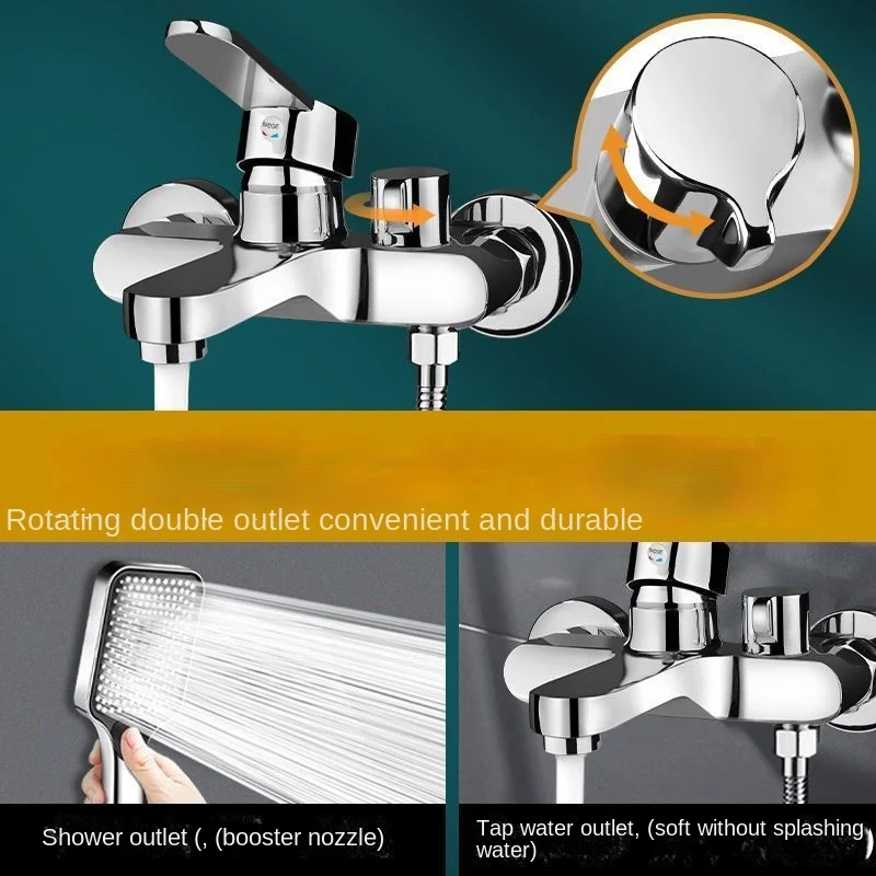 Shower faucet thickened mixing valve Shower shower set Bath tub mixing switch Triple hot and cold faucet 3