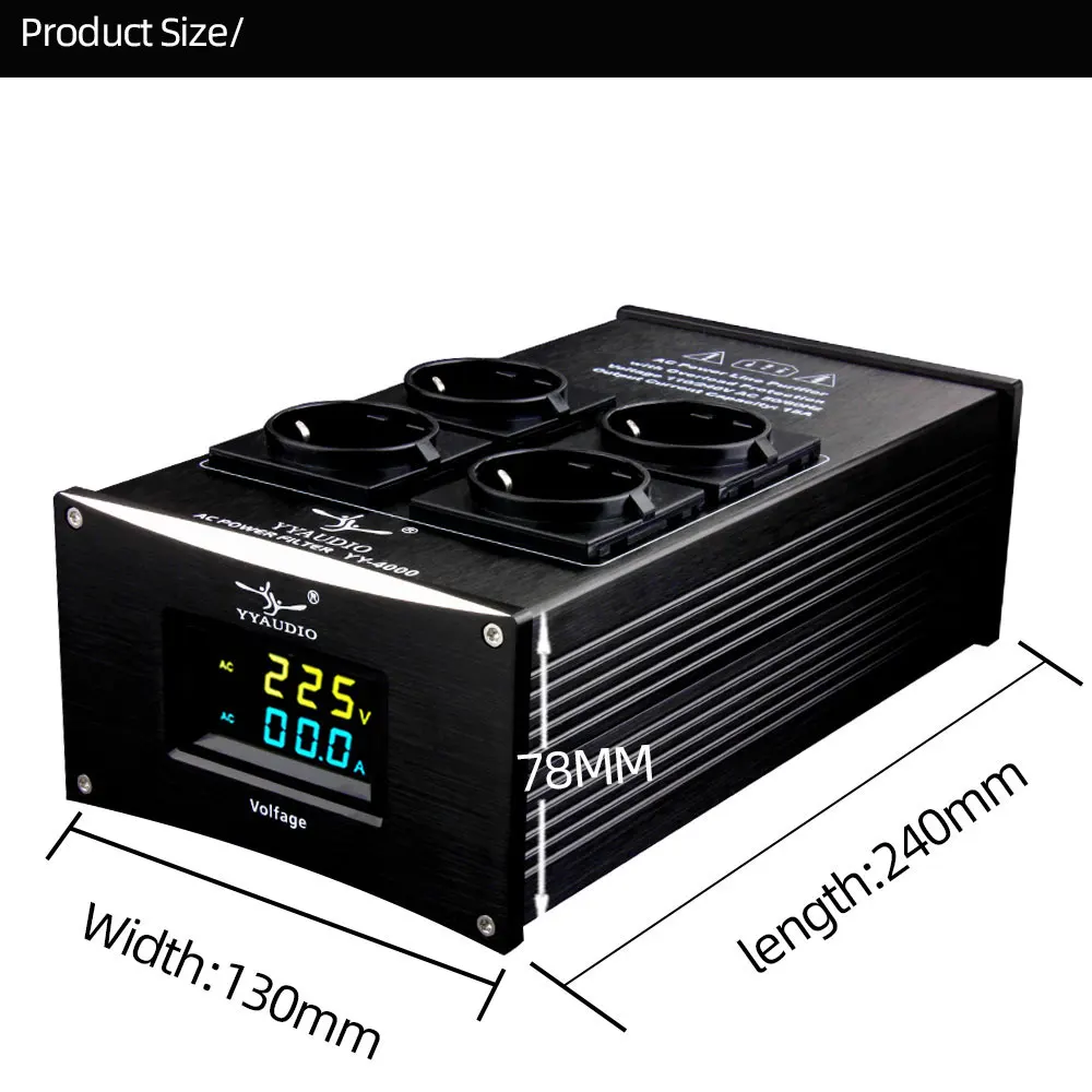 Audio power filter YYAUDIO HiFi Audio Noise AC Power Filter Power Conditioner Purifier Surge Protection with EU Outlets Strip