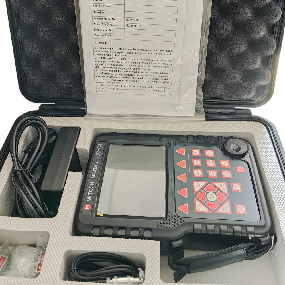 Origianl Mitech MFD350B Digital NDT Ultrasonic Flaw Detector Range 0-6000mm with 4 MHz Probe Welding Flawmeter