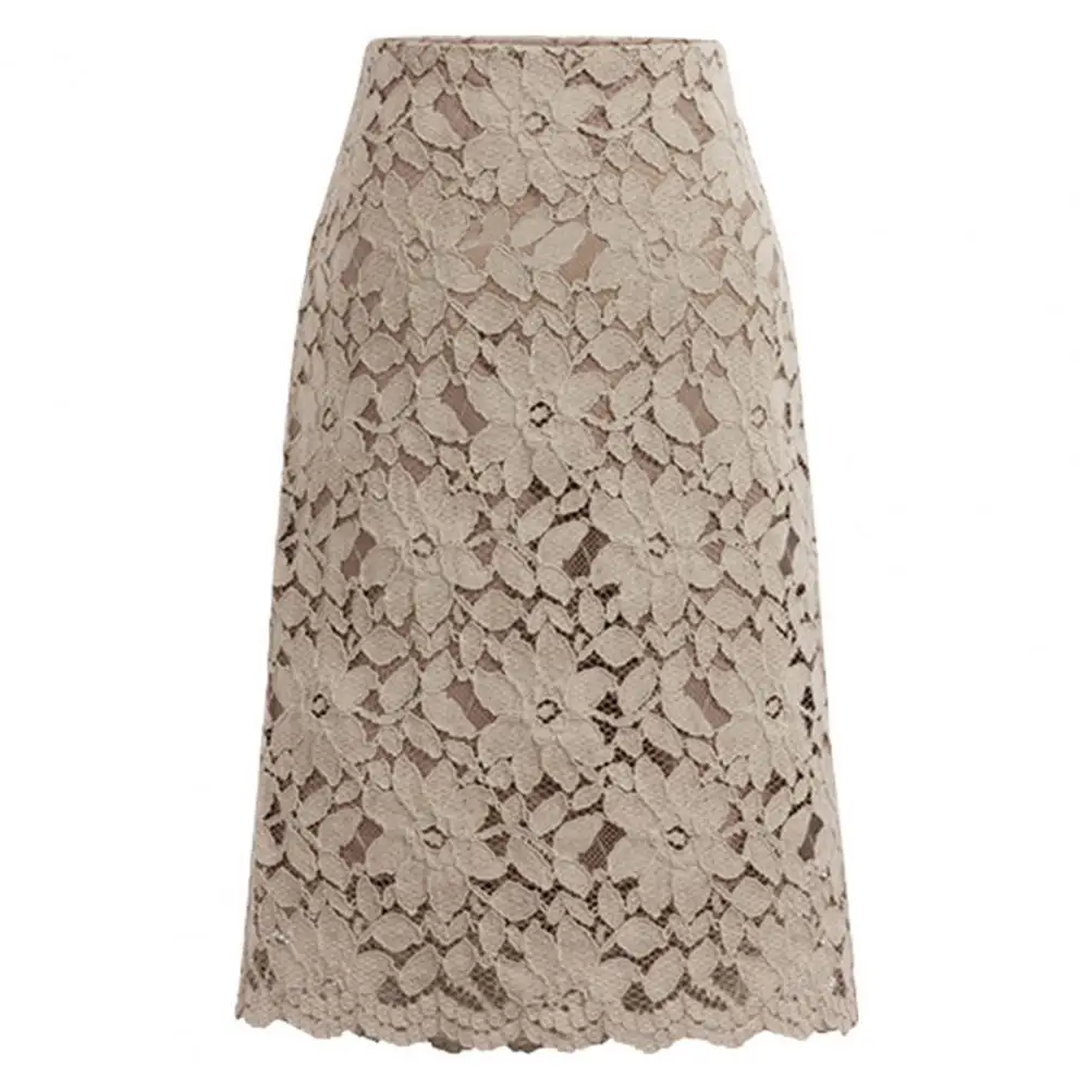 

Fashion Women Skirt Skirt Bodycon Skirt Hollow Out Solid Color Lace Skirt Slim