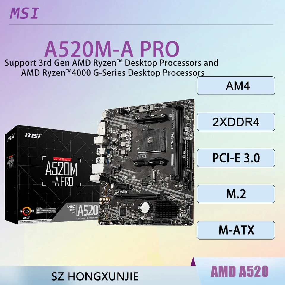 MSI A520M-A PRO motherboard AM4 memoria ram DDR4 AMD A520 cpu