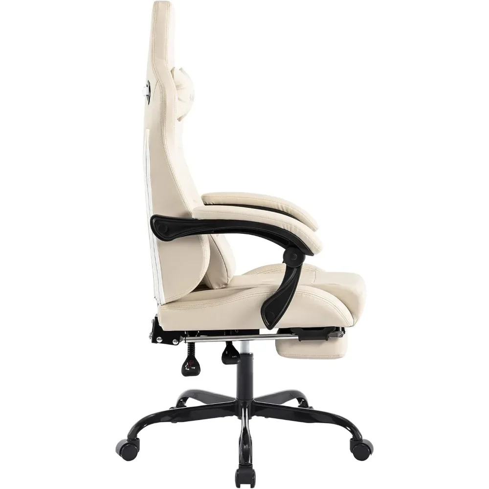 Gaming Chair with Footrest Ergonomic Computer Chair Massage Lumbar Cushion, Racing Video Game Chairs Adjustable 6