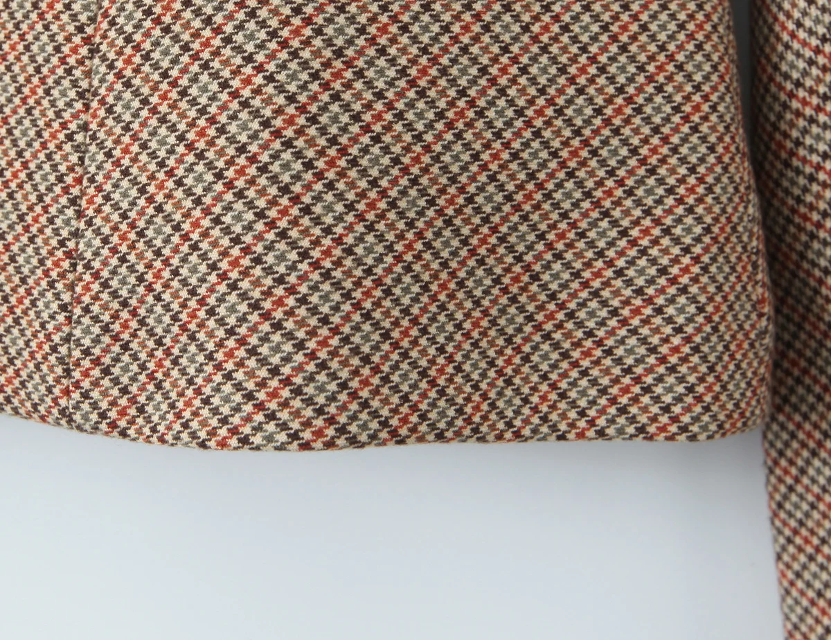 2 pieces 1 set Women Slim Boning Waist Removable Faux Fur Collar Houndstooth Plaid Blazer + High Waist A line Mini Skirt Suits