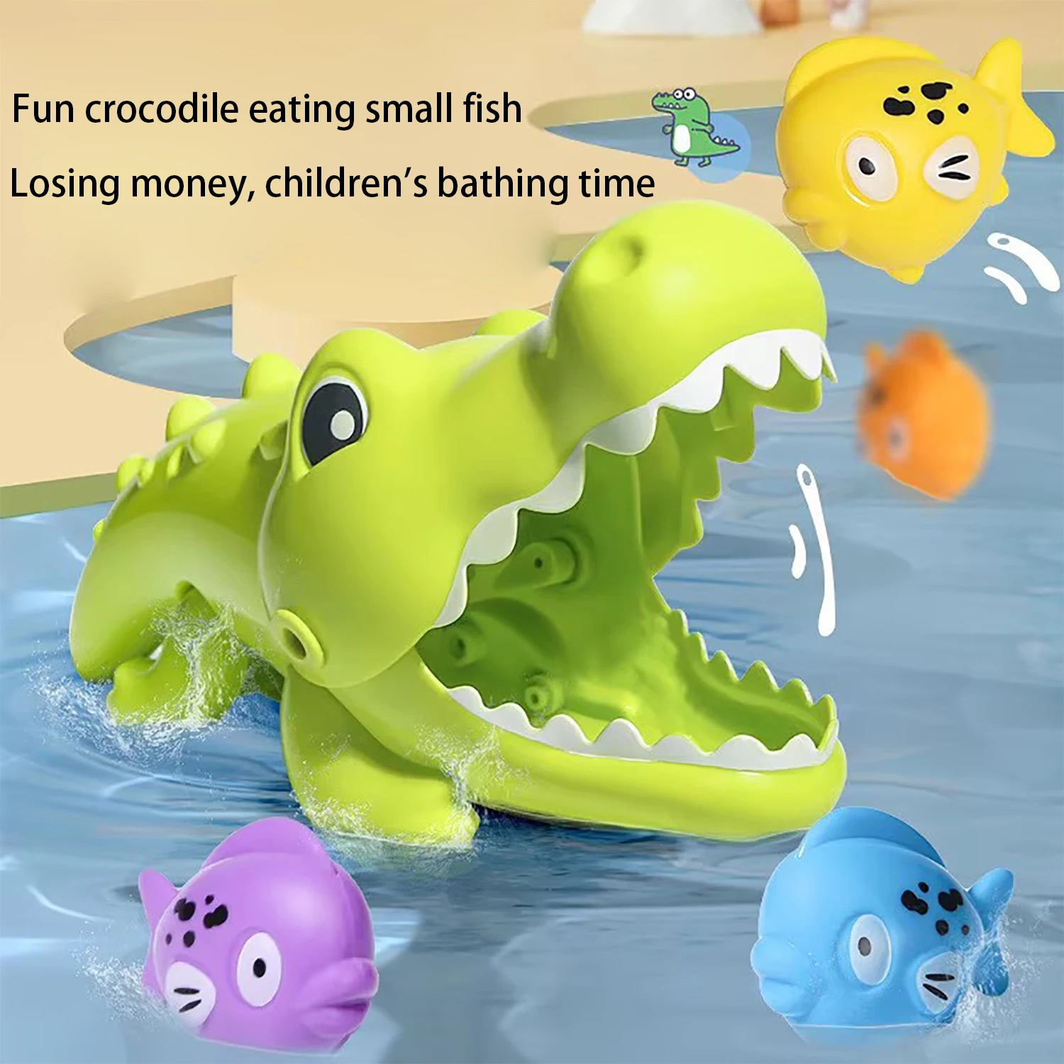 Children's Bathroom Shower Toys Big Crocodile Eating Small Fish Game Parent Child Interaction Puzzle Playing Water 6
