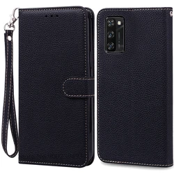 Elegant Soft Wallet Flip Leather Case - Premium Silicone TPU Book Cover s Shell for Blackview A100 (Black - Strap)