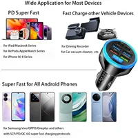 UYUXIO adaptateur de chargeur de voiture USB C multiport avec affichage de tension PD 30W charge ultra rapide 6 en 1 pour MacBook iPhone Samsung 6