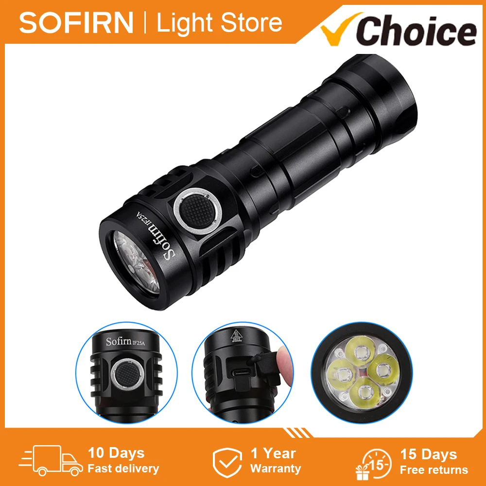 

Sofirn IF25A BLF Anduril Powerful USB C Rechargeable LED Flashlight 21700 Lamp 4000lm 4*SST20 Torch with TIR Optics