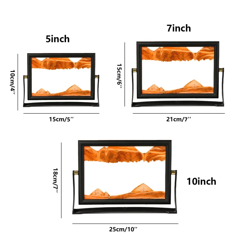 Peinture d'art de sable mobile créatif, verre carré, sablier de sable mouvant rotatif, décoration de la maison, ornements de bureau, cadeaux, 5 