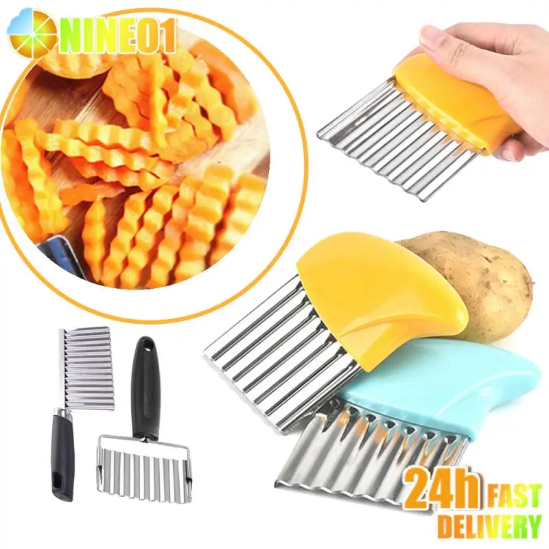 Stainless Steel Potato Chip Slicer Dough Vegetable Fruit Crinkle Wavy  Kitchen Knife Cutter Chopper French Fry Maker Tools Gadget - AliExpress