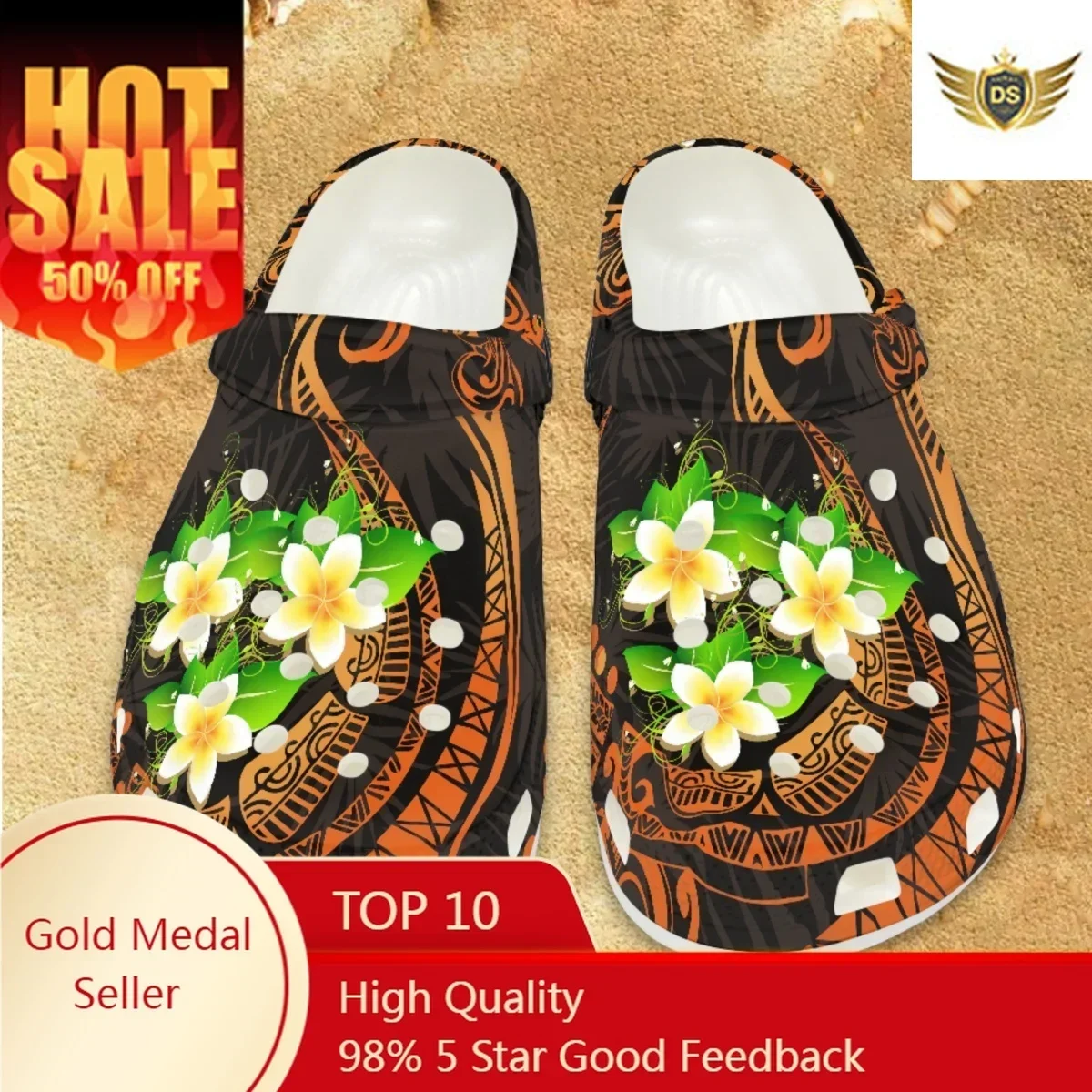 

Breathable Outdoor Sandals Hawaiian Polynesia Hibiscus Flower Print Casual Slides Women Adult Children Comfortable Indoor Flats