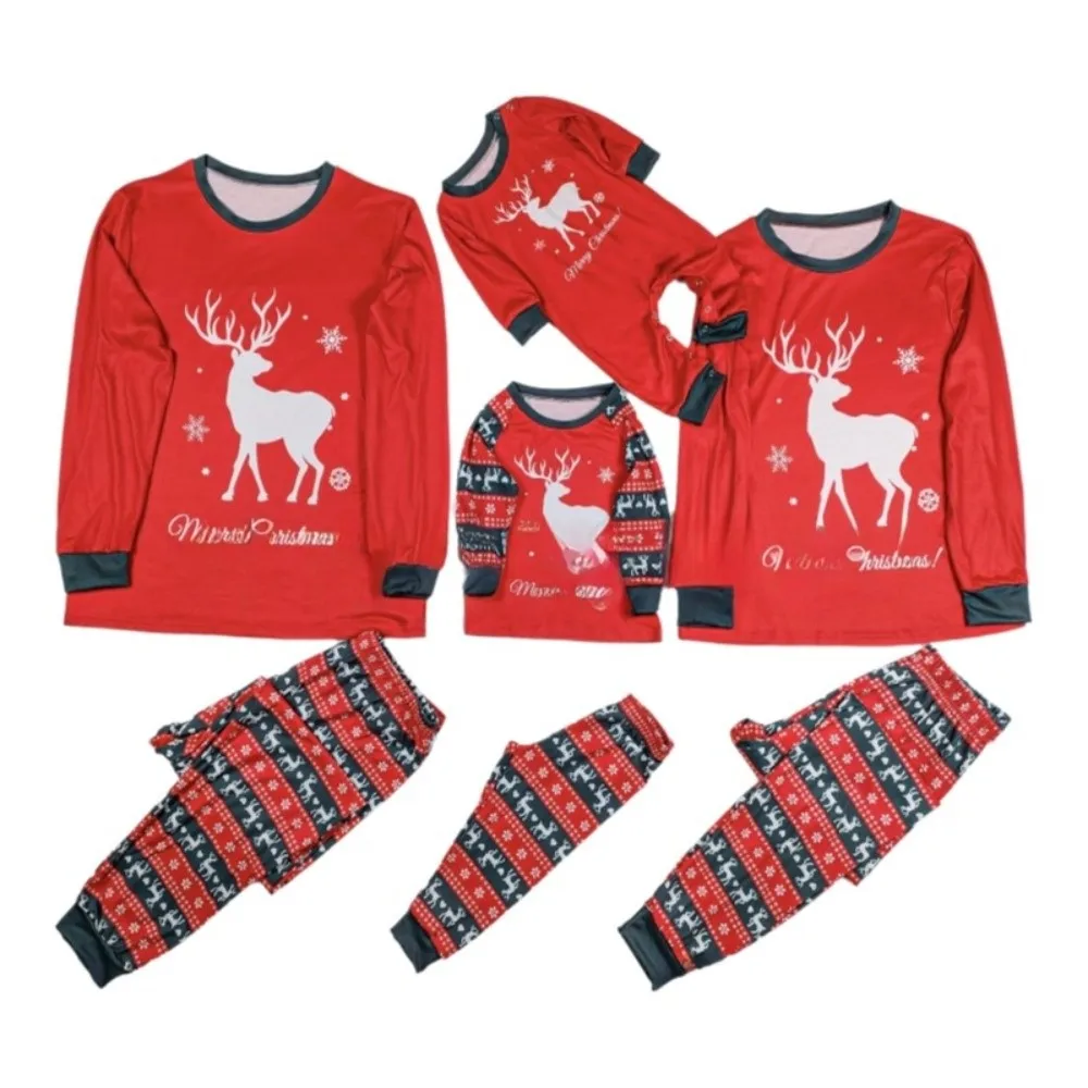 Christmas Family Pyjamas Set Soft Polyester Cotton Loungewear