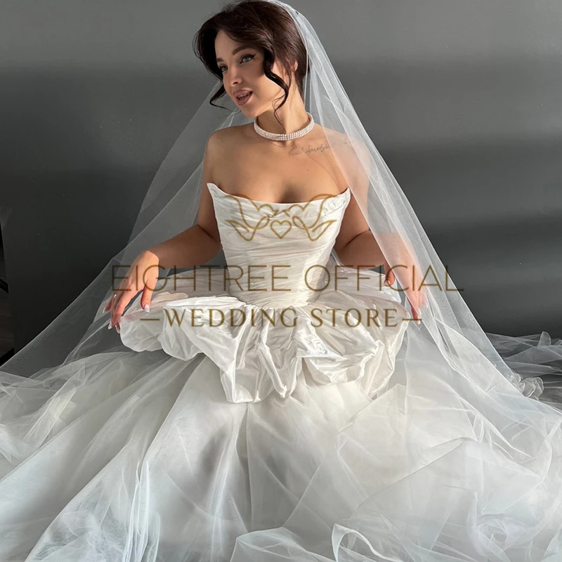 Eightree 2025 A-Line Princess Wedding Dresses Boho Beach Strapless Tulle Bridal Dress Long Wedding Ball Prom Gowns Customized 3