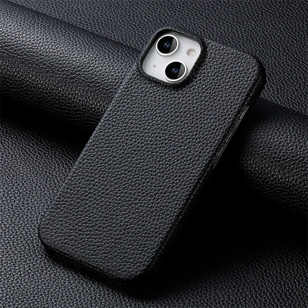 Luxury Litchi Grain Leather Shockproof Frameless Slim Phone Case