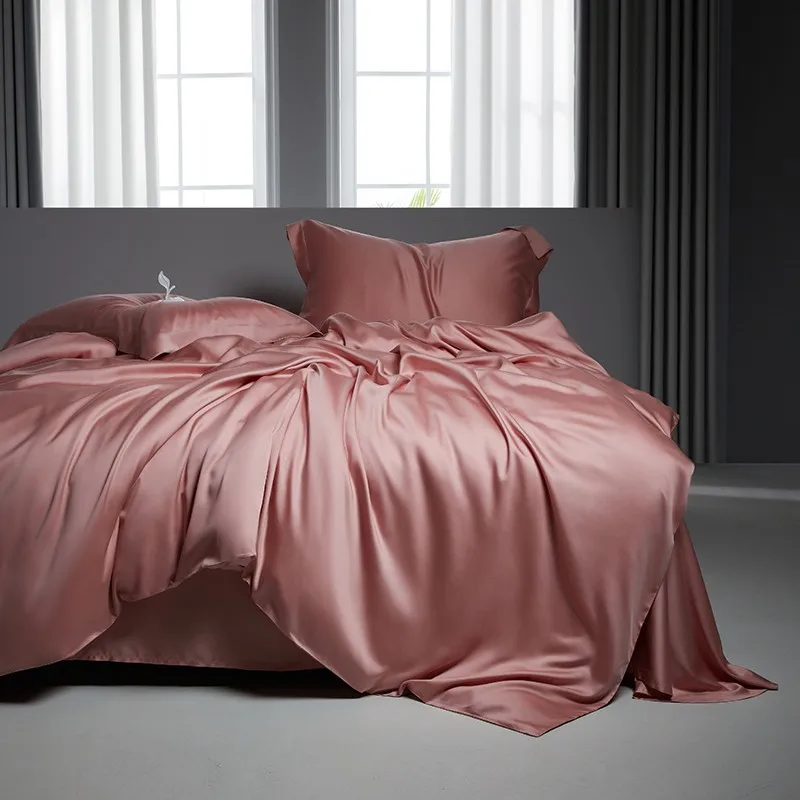Solid Plain Eucalyptus Cooling Duvet Cover+2Pcs Pillowcase Certified Lyocell Fiber Silky Soft Modal Comfortable Comforter cover 2