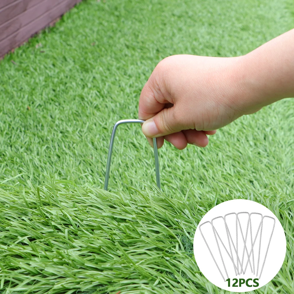 12PCS U-nail Mulch Weedproof Cloth Ground Nail Type Gardening Nail Lawn Fixer for Fixing Weed Fabric Mesh Floor Garden Netting