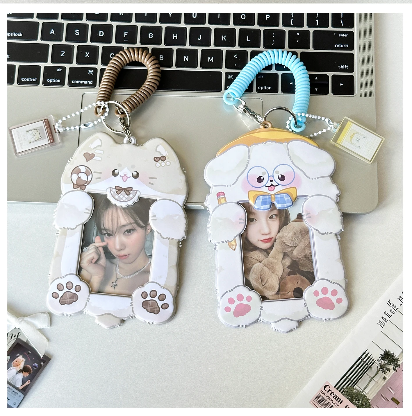 MINKYS Kawaii Animal 3 inch Kpop Photocard Holder Photo Card Holder Bag Pendant Back To School Stationery 2