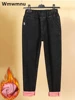 Oversized L-6xl Winter Thicken Baggy Denim Pants Women Casual High Waist Plus Velvet Harem Jeans Vintage Warm Loose Vaqueros 1