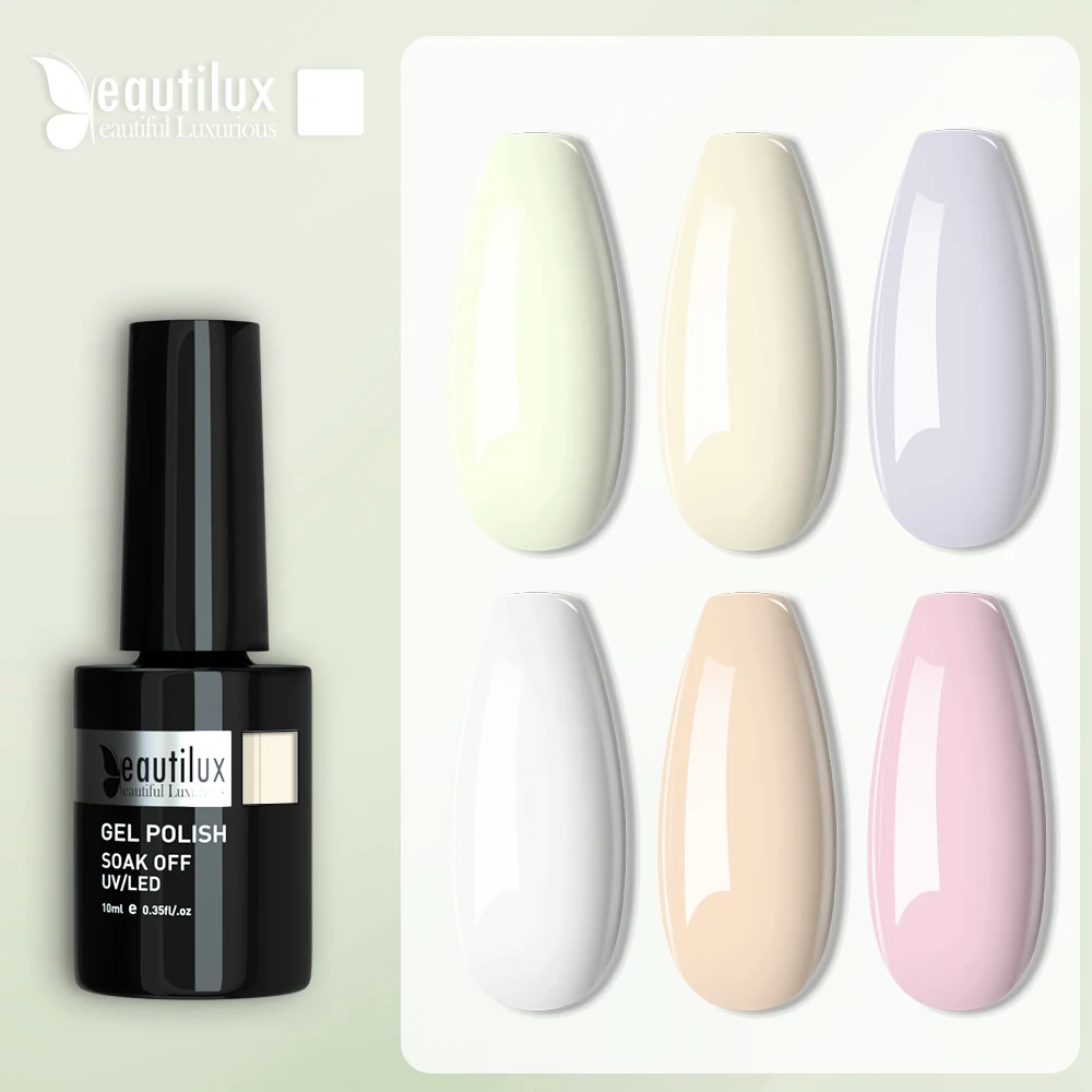 

Beautilux 1pc White Ivory Beige Khaki Color Gel Nail Polish UV LED Soak Off Smalto Gel Nails Art Varnish Esmalte 10ml