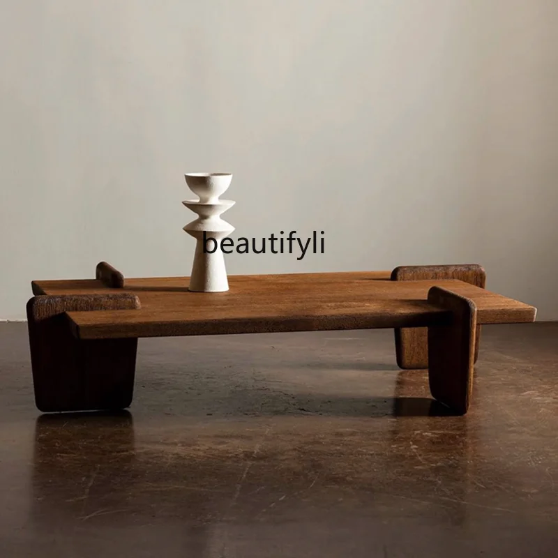 

Mid-Ancient Solid Wood Tea Table Retro Charming Style Living Room Rectangular Solid Wood Tea Table Nordic Homestay