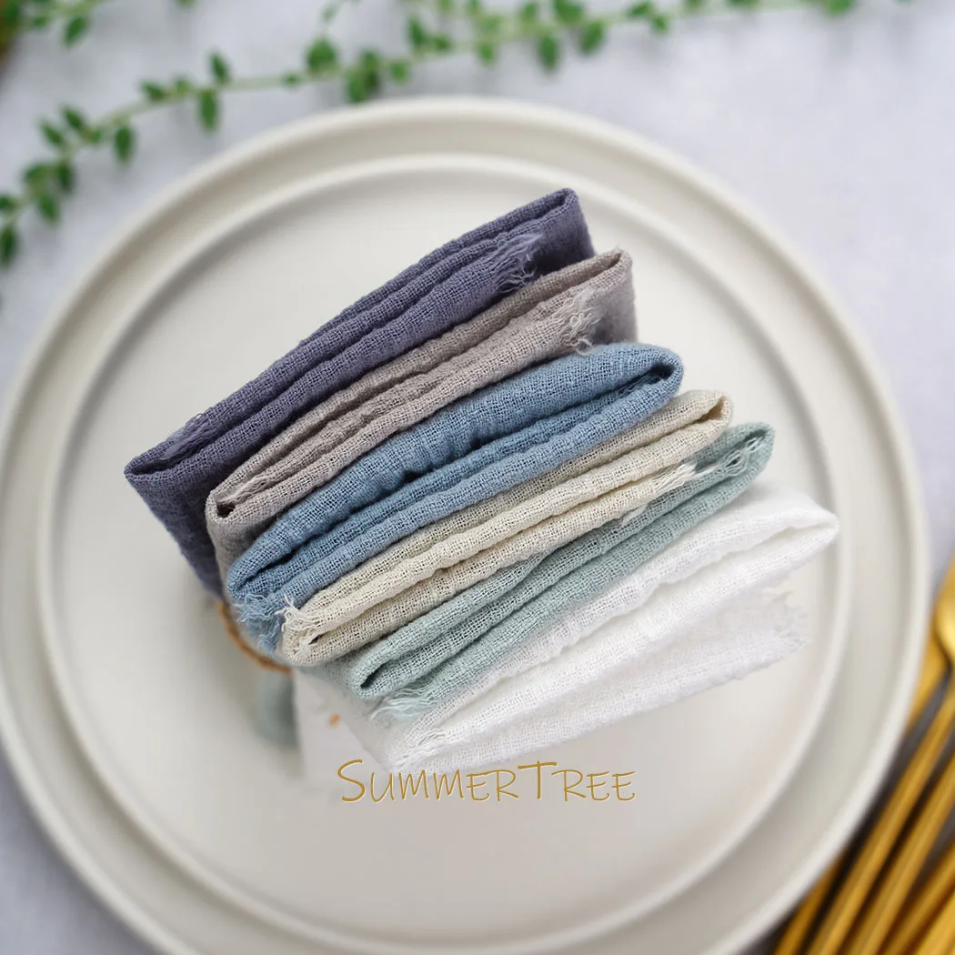 20pcs 32x32cm Cloth Napkins Cotton Gauze Napkin Handkerchief Bohemian Bridal Vintage Wedding Western Party Table Decoration 2